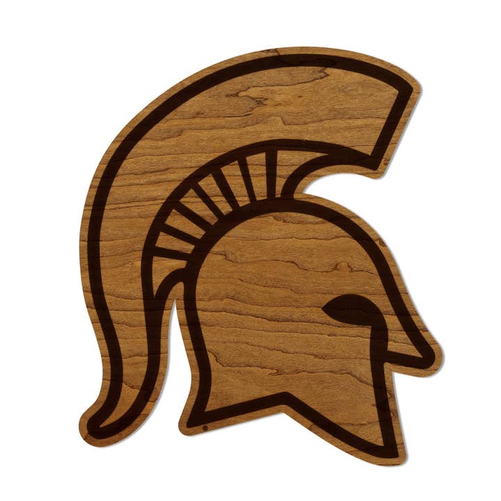 Michigan State University Spartan Helmet Wall Hanging - Crafted from Cherry or Maple Wood - Michigan State Spartans for wholesale by LazerEdge
