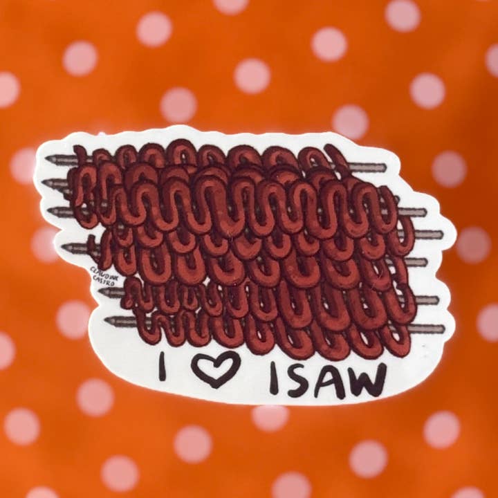 I heart Isaw Chicken Intestines Waterproof Sticker Filipino for wholesale by Claudine Castro Art