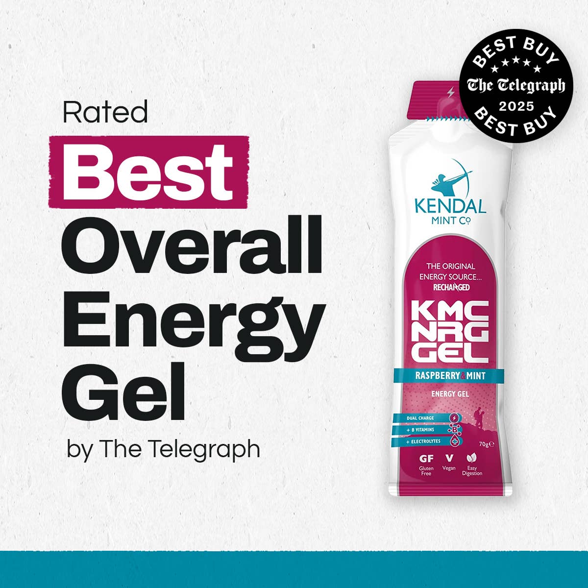 Kendal Mint Co® – Großhandel Sport-/Energydrink – KMC Energy Gel (Vegan): Himbeer- und Minzgeschmack (70 g)1