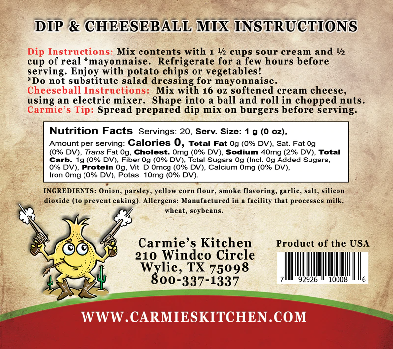 Carmie's Kitchen - Wholesale Dip - Western Onion Dip Mix2