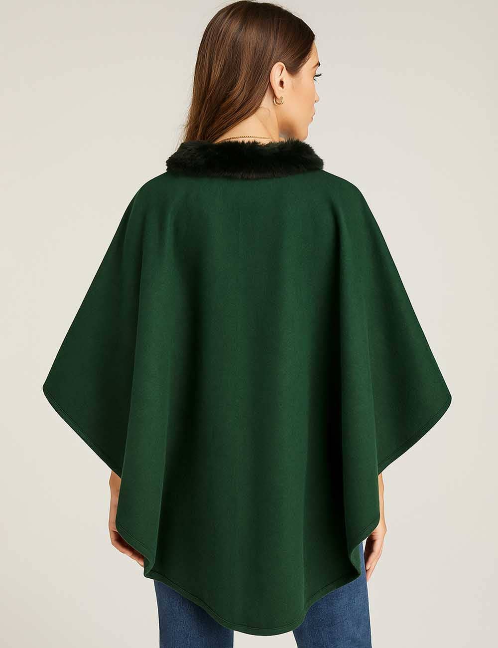 Sweetkama - Wholesale Cape - Women's - Ladies Faux Fur Collar Wool Blend Cape Cardigan Coat4