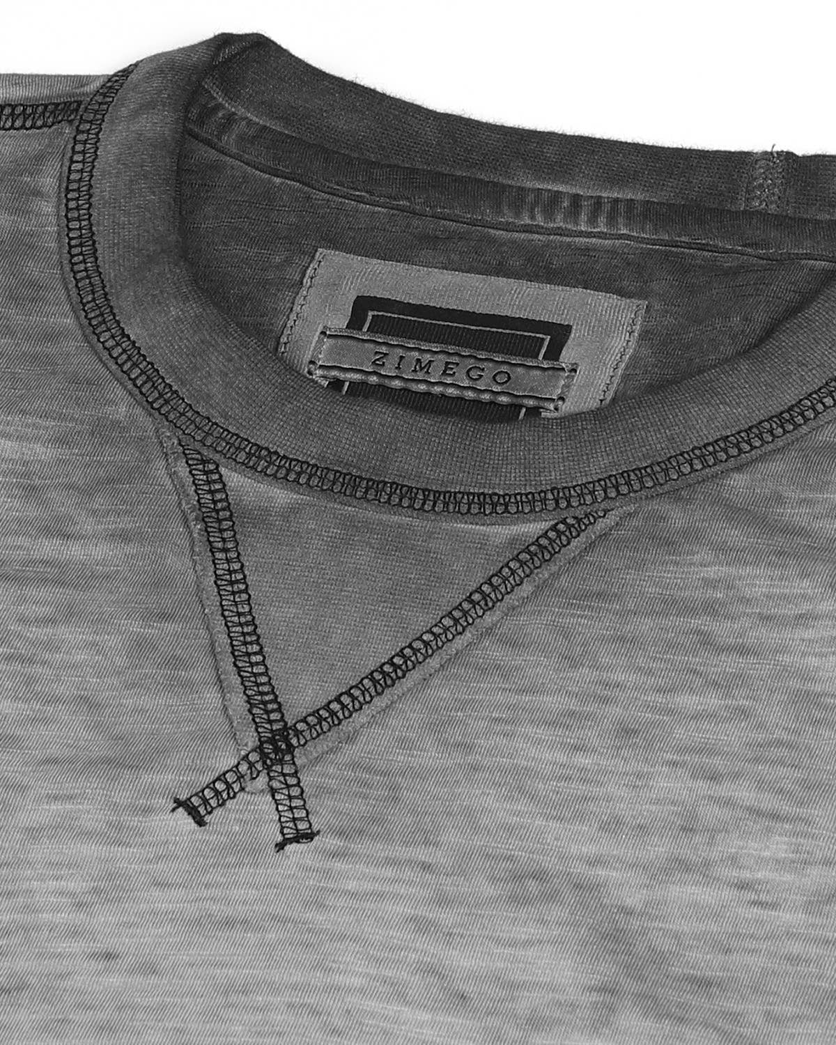 ZIMEGO - Vente T-shirt – homme - T-shirt vintage pour homme à manches longues, col rond, effet délavé8