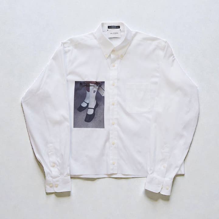 Camiseta 'P Sock' Impressa Reformulada por atacado de SOI STUDIO