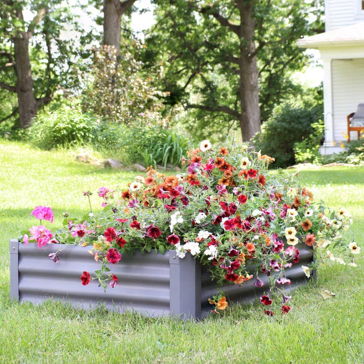 Steel Rectangle Raised Garden Bed - Gray - 47 in for wholesale by Sunnydaze Decor