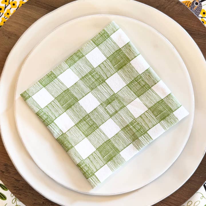 Green Gingham Cloth Napkins - Classic Kitchen Decor for wholesale by Gingiber
