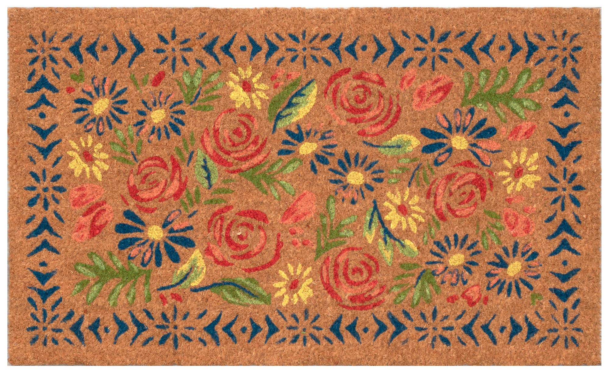 Natura Block Print Flowers Outdoor Mat Multi for wholesale on Faire1