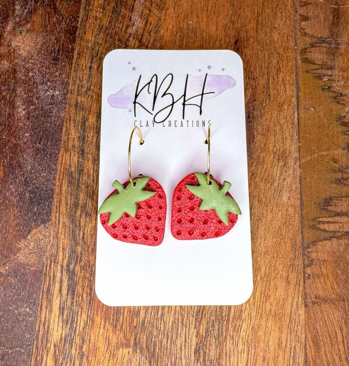 KBH CREATIONS - Wholesale Dangle Earrings - Strawberry Dangle/Stud Handmade Clay Earrings5