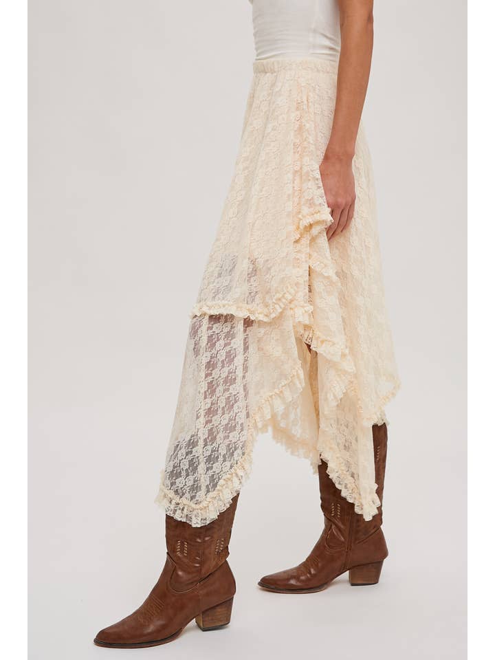 Bluivy - Wholesale Skirt - Women's - LACE TIER MIDI SKIRT