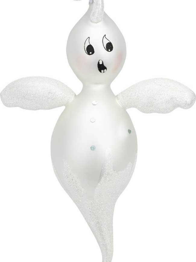 White Ghost Free Weihnachtsschmuck aus geblasenem Glas für den Großhandel von Mia's Polish Treasures