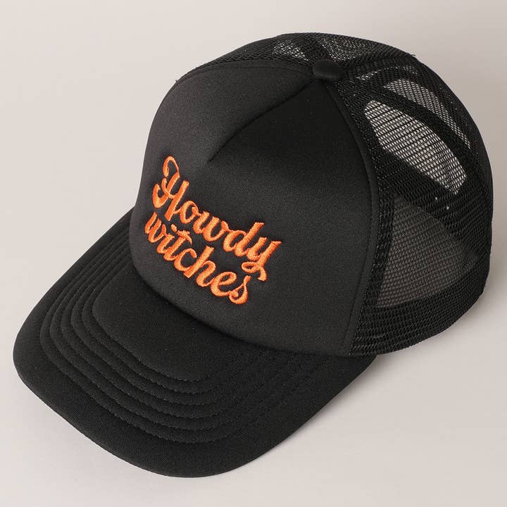Fashion City - Wholesale Trucker Hat - Women's - Howdy Witches Embroidered Mesh Back Trucker Hat 4