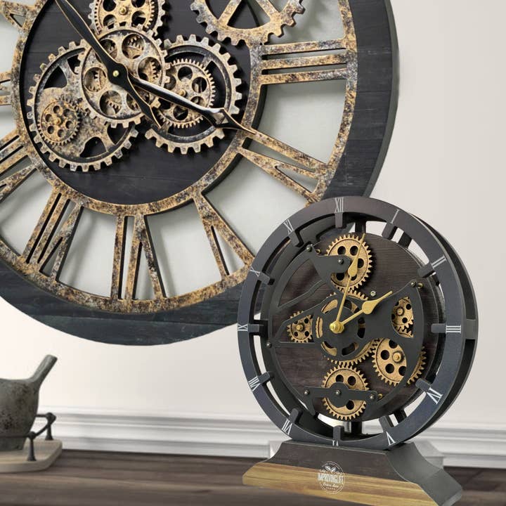 The Gears Clock - Wholesale Desk Clock - CANADA LINE DESK/WALL CLOCK 10 INCH VINTAGE BLACK17