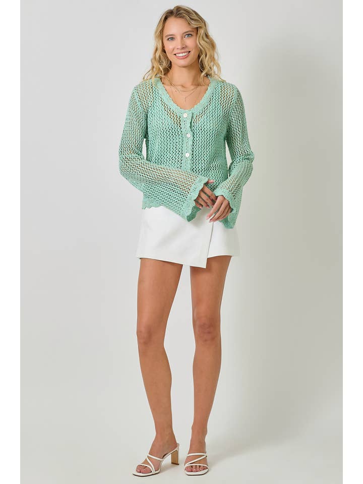 Mystree - Wholesale Cardigan - Women's - 61100 Crochet Style Knit Cardigan 12