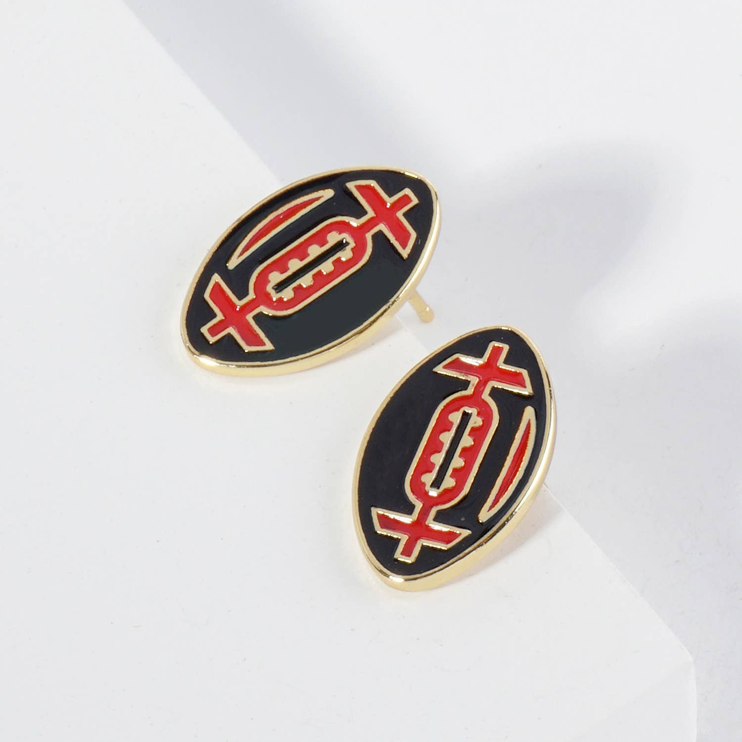 Lou & Co - Wholesale Stud/Post Earrings - Enamel Football Stud Earrings27