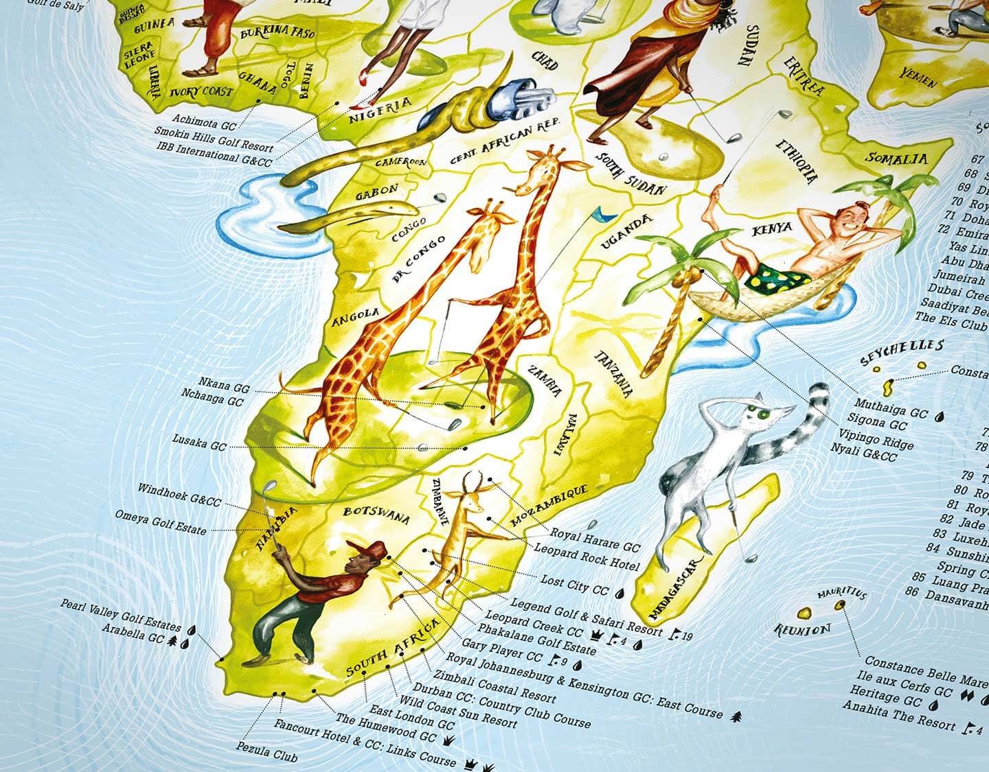 Awesome Maps – wholesale Karta – Golfkarta | Världskarta med 400 golfbanor7