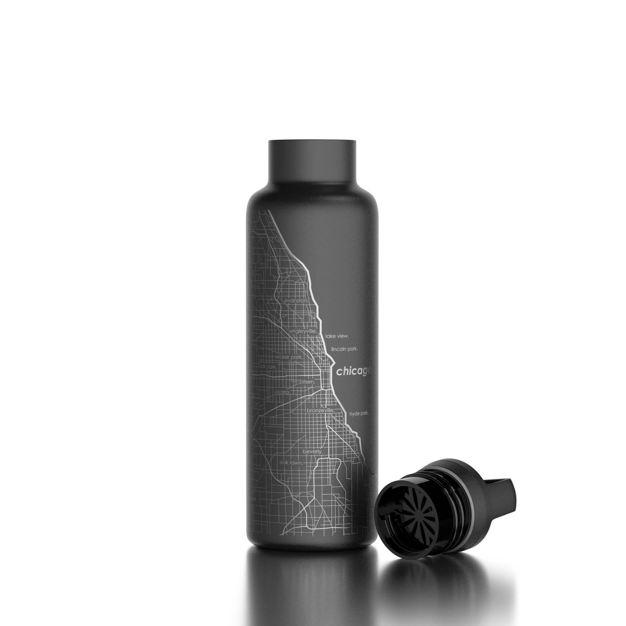 Well Told - Wholesale Water Bottle - Chicago, IL City Map - 21 oz Insulated Water Bottle8