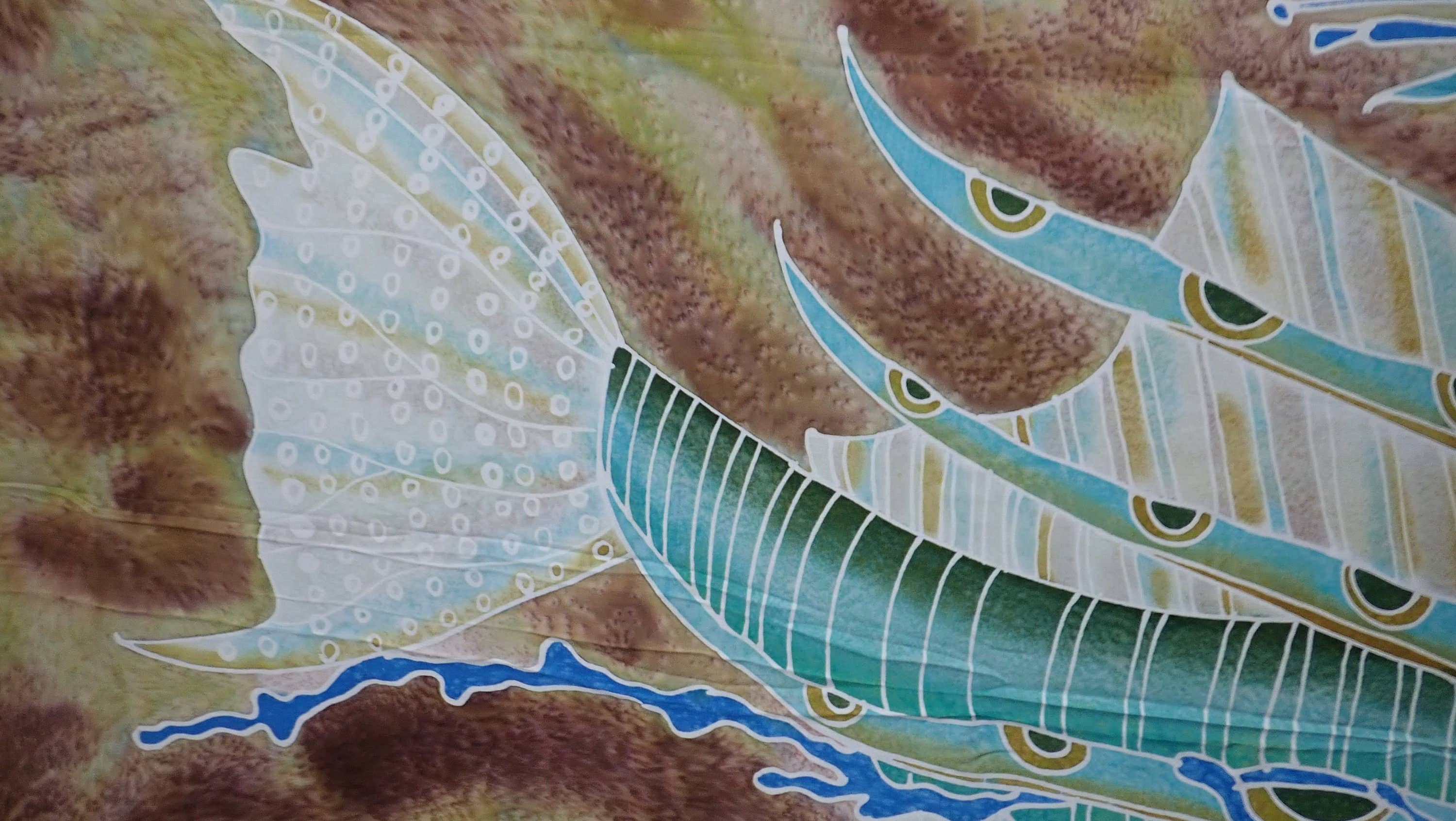 Ubud Glass – Engroshandel Gobelin/tekstil – Håndmalet Batik Sarong, Wall Art, Ocean4