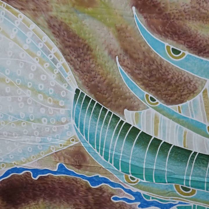 Ubud Glass – Engroshandel Gobelin/tekstil – Håndmalet Batik Sarong, Wall Art, Ocean4