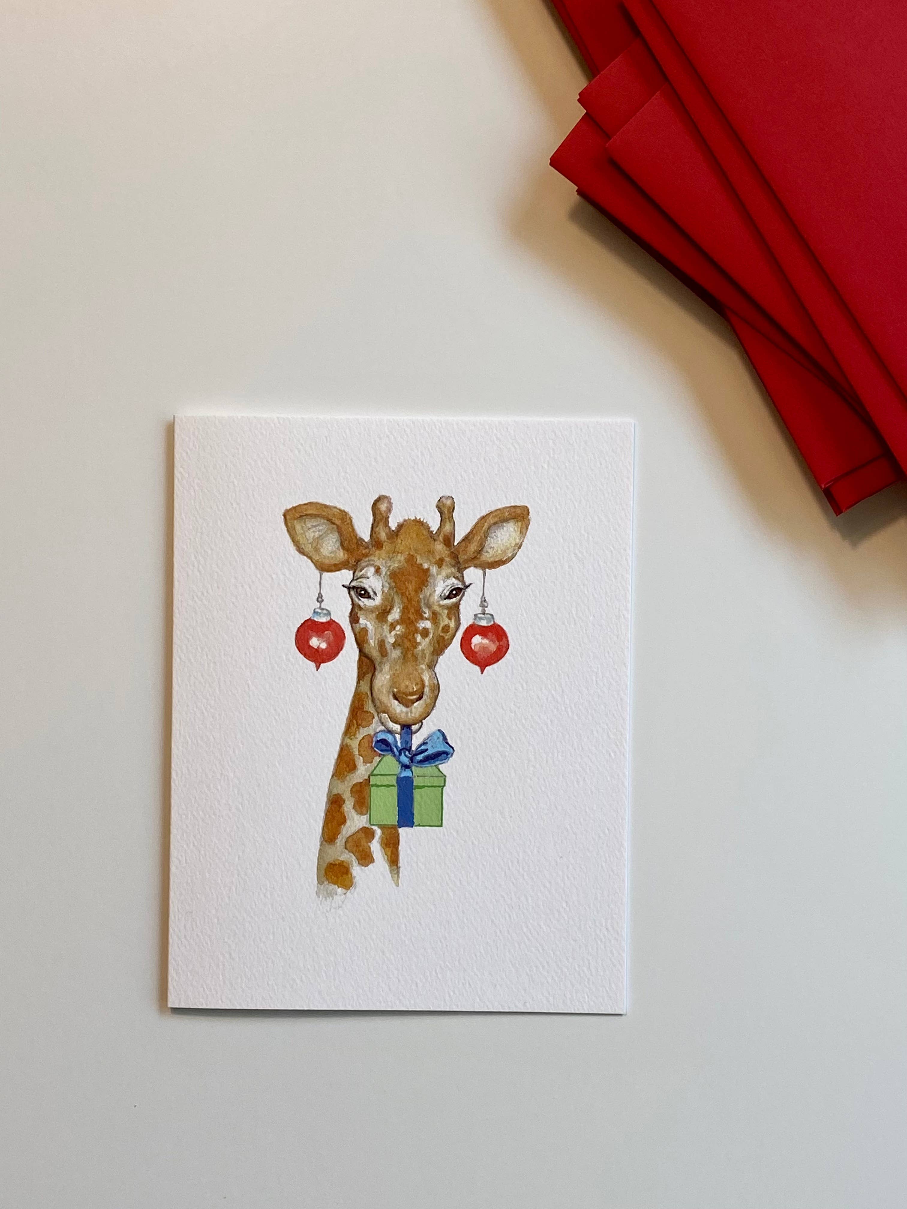 REMOVED BRAND - Wholesale Christmas Card - jungle animals - giraffe holiday card2