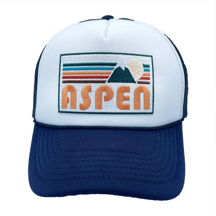 Hey Mountains - Wholesale Trucker Hat - Unisex - Aspen, Colorado Hat - Retro MTN Aspen Trucker Hat