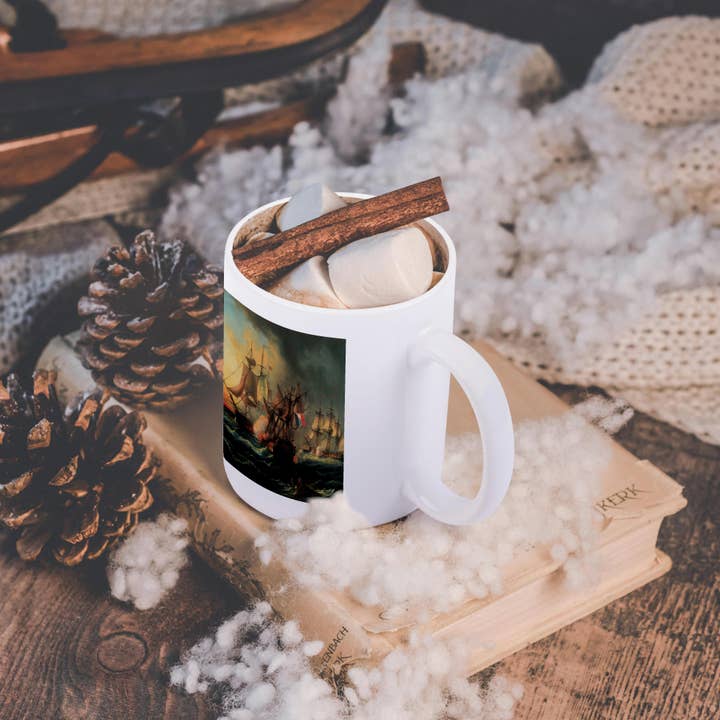 3dRose - Wholesale Coffee Mug - 3dRose, Naval Combat between the rights of Man and the Indefatigable by Leopold Le Guen, Mug11