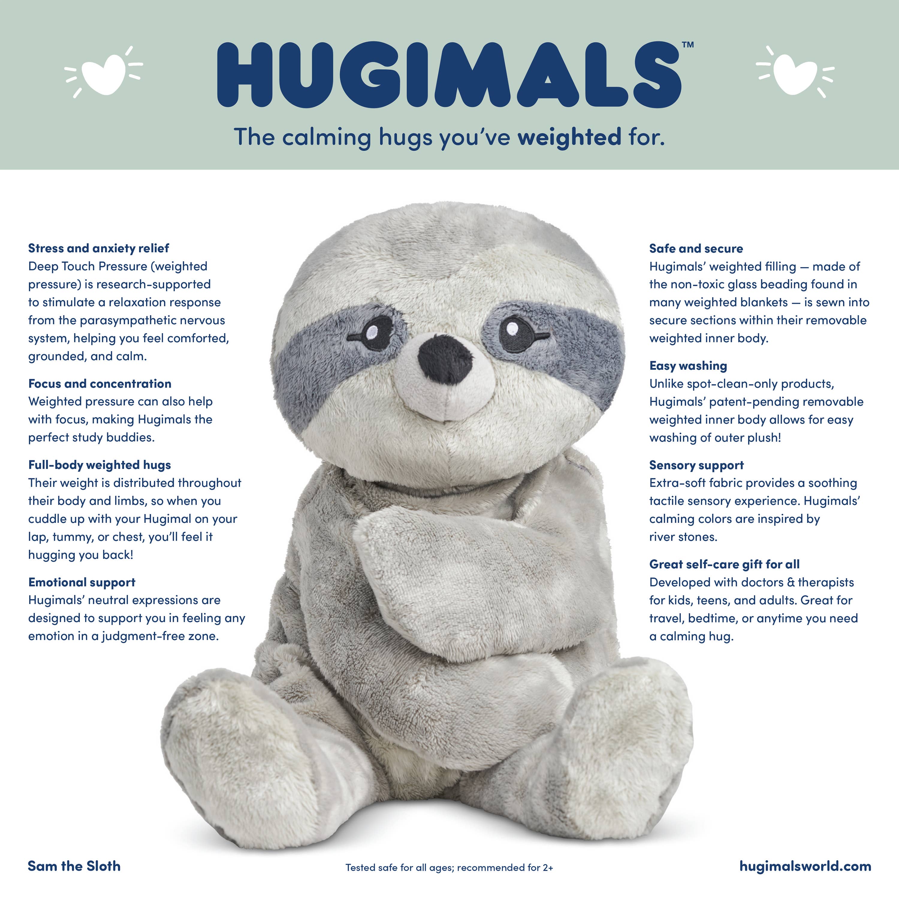 Hugimals World - Vendita all'ingrosso Peluche - Bambini e neonati - Set da 4 peluche ponderati da 2 kg per ansia, bambini e adulti5