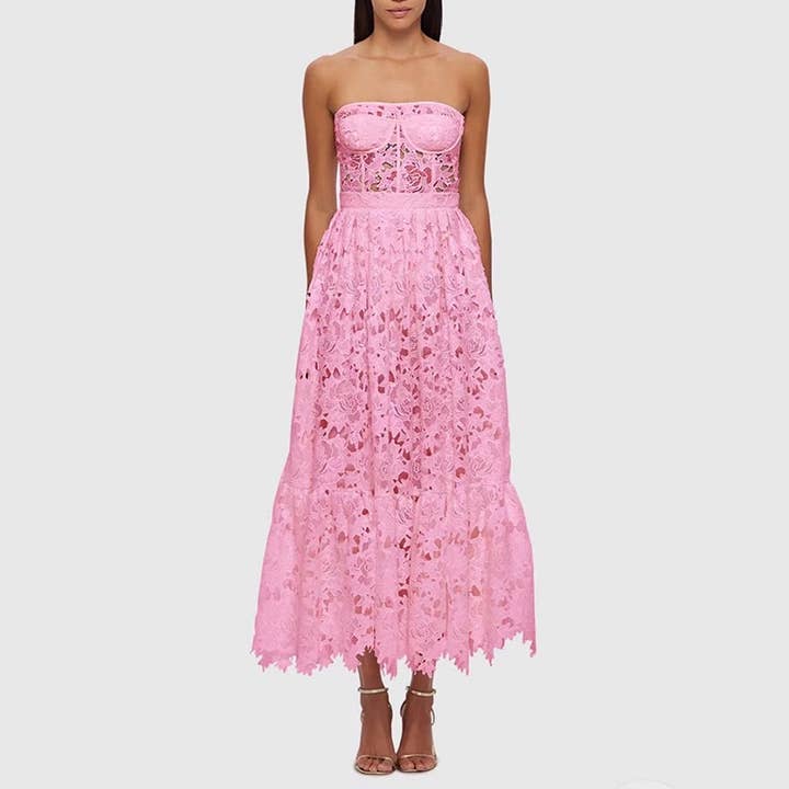 Vestido Tubinho Rosa Bordado Elegância 2024 por atacado de Productseeker