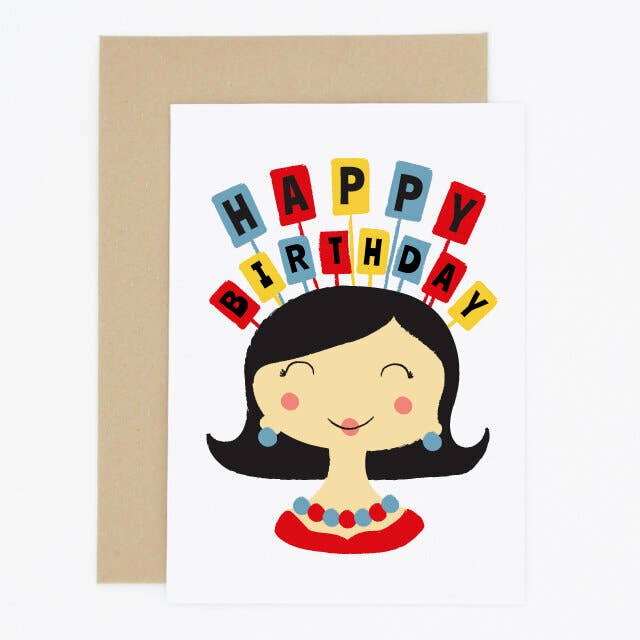 Retro Girl Signs Verjaardagskaart voor wholesale door Madame Annie et Fils