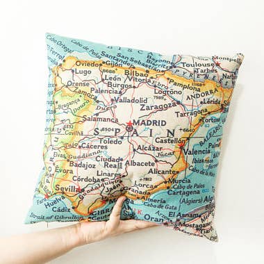 Spain Map Throw Pillow Decorative Pillow for wholesale by Daisy Mae Designs
