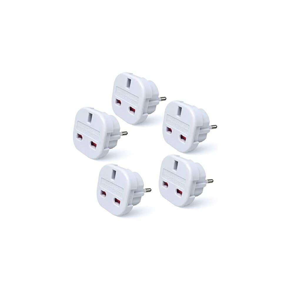 LMT-UK – wholesale Power adapter – Pack of 5 Travel Adaptor | UK to European Plug Adapter Converter (Euro Type C, E, F) 3 Pin to 2 Pin Type G, EU Plugs for Europe Accessories 50650131380390
