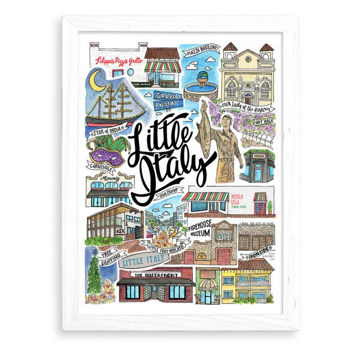 Little Italy, San Diego Art Print for wholesale by Mad Kitchen Co.