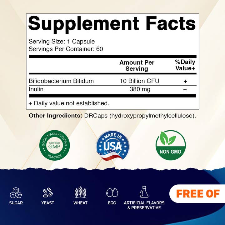 Vitamatic - Wholesale Oral Supplement/Vitamin - Vitamatic Bifidobacterium Bifidum 10 Billion| 60 DR Capsules1