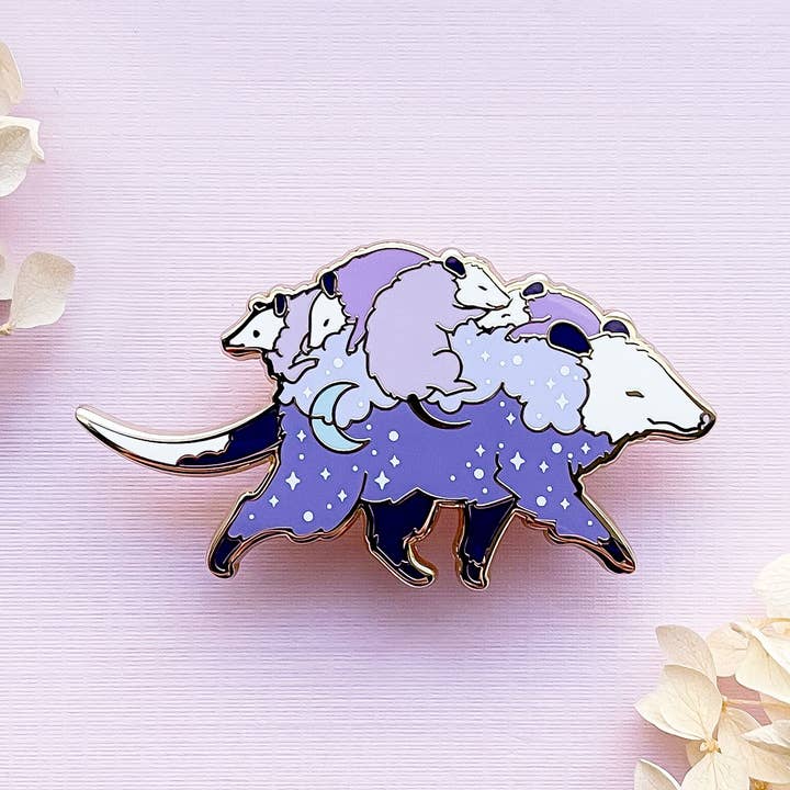 Alum and Ink - Wholesale Lapel pin/button - Possum Mom Bus and Babies Enamel Pin5