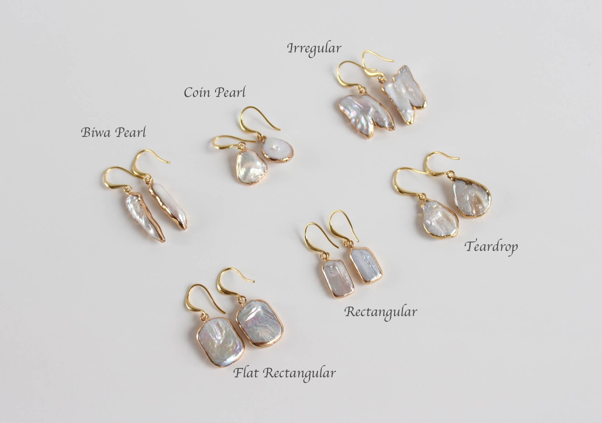 iBijoux - Wholesale Dangle Earrings - Artistic Baroque Pearl Earrings, Gold Dipped Dangles (1E18)11