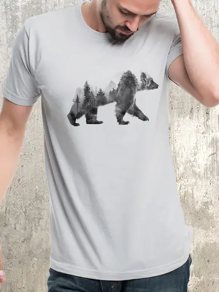 Black Lantern - Wholesale Screen Printed T-Shirt - Men's - Double Exposure Bear Men's T-Shirt2