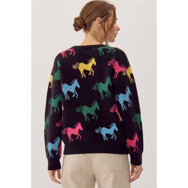 STYLE USA – wholesale Pullovertröja - Dam – Stickad pullovertopp med hästmönster3