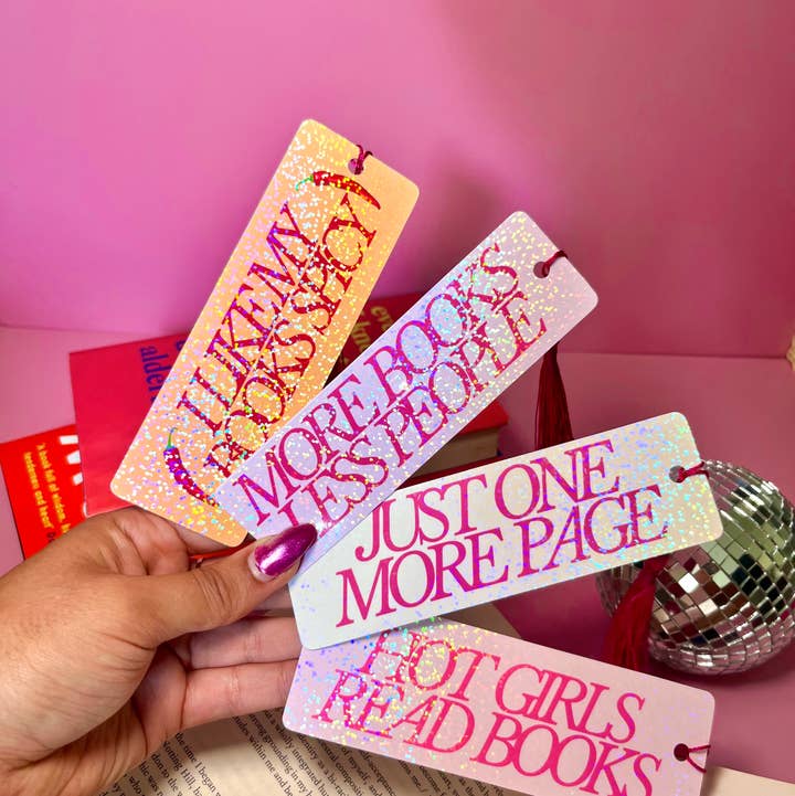 Just One More Page Holographic Tassle Bookmark - Book Lovers for wholesale by by Rosybum