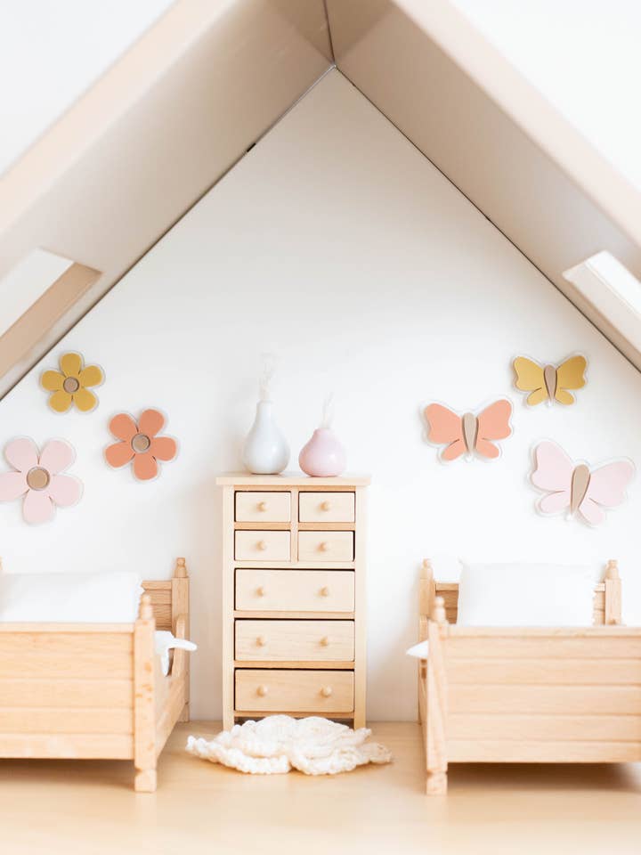 Dollhouse Butterflies Flowers Wall Decor Pink Sienna Mustard for wholesale by Macy Mae Dollhouse Designs