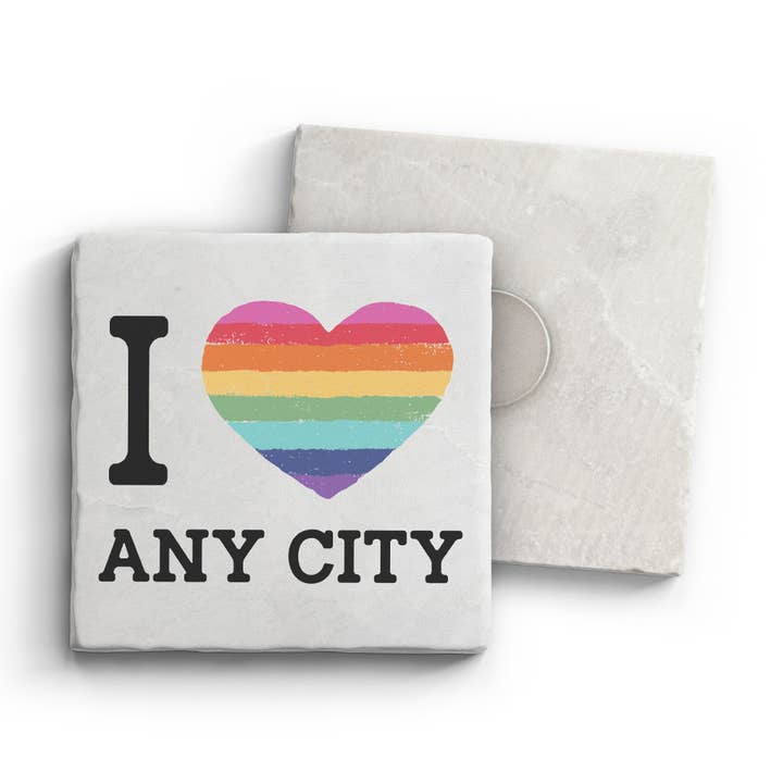 I Heart (Any City) - Pride - Marble Magnet for wholesale by Paisley & Parsley