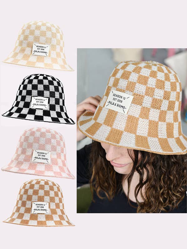 Mark Ashton Wholesale - Vente Bob – femme - Chapeau seau crocheté à carreaux des années 903