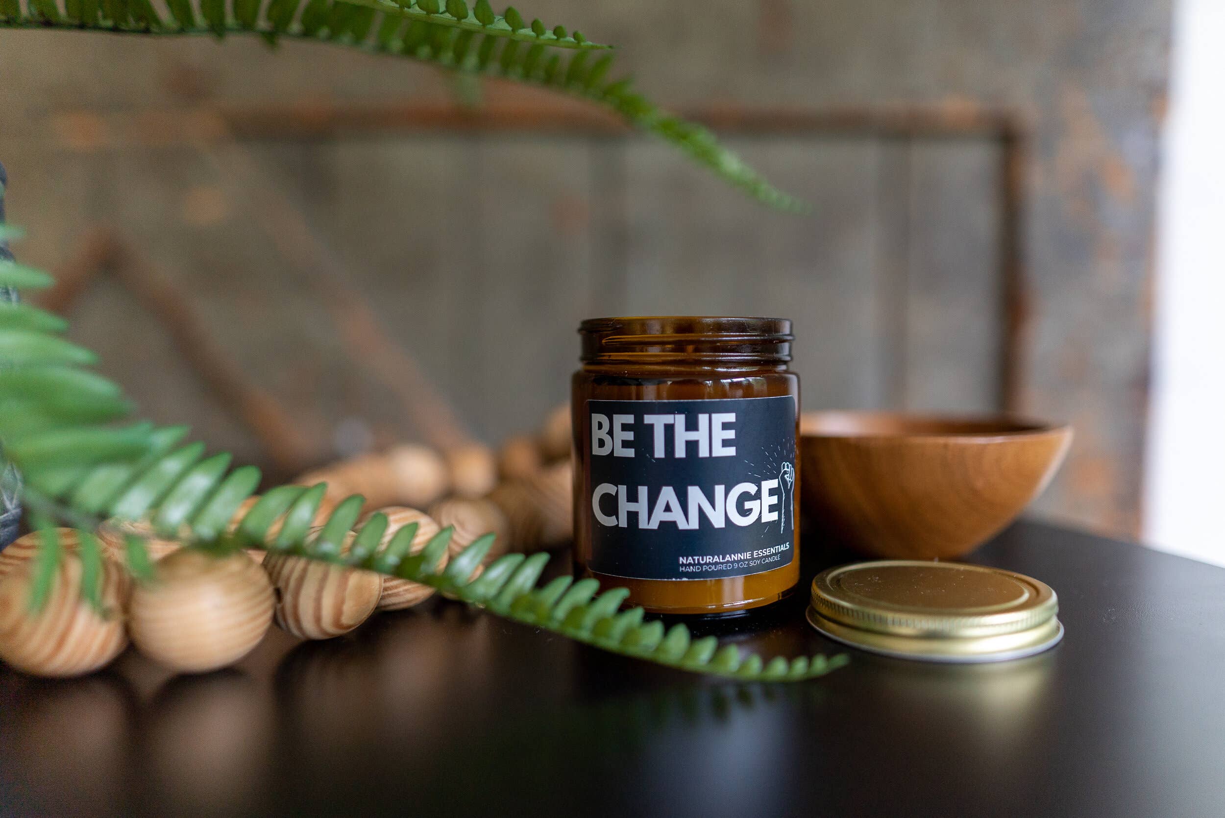 NaturalAnnie Essentials - Wholesale Jar/Filled Candle - Be The Change! Soy Candle 9oz3