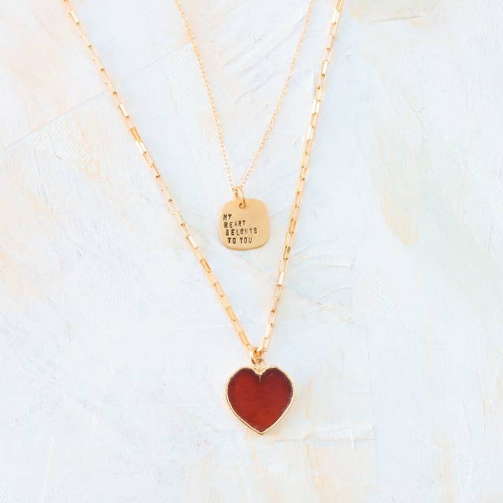 Chocolate and Steel – wholesale Pendant/charm necklace – Isla Gemstone Heart Necklace Birthstone Jewelry 14K Gold Fill Chain11