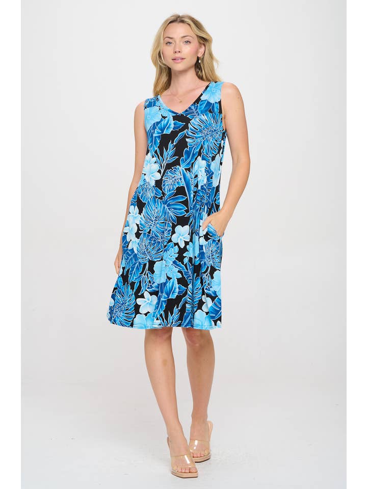 Jostar - Wholesale Dress - Women's - HIT V-Neck Bias Pocket Tank Dress- 7088HT-TRP1-K-W436