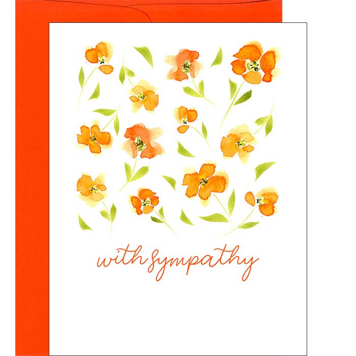 Met sympathie aquarel nieuwe klaprozen Notecard voor wholesale door Pink Bathtub Designs