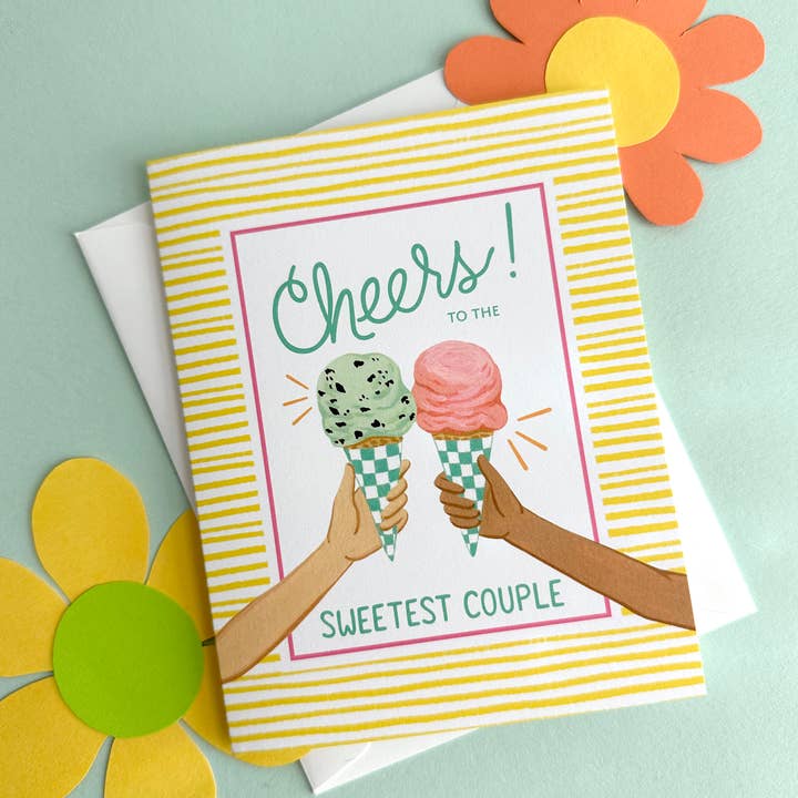 Yeppie Paper – Großhandel Hochzeitskarte – Ice Cream Cone Cheers Mint Chip Erdbeer-Glückwunschkarte zur Hochzeit3