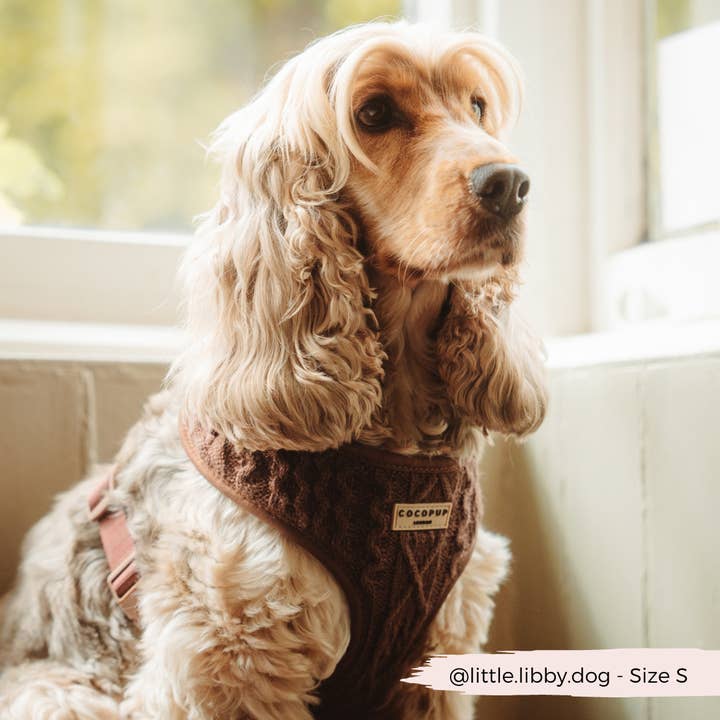 Cocopup London - Wholesale Pet Harness - Dog - Cable Knit Jumper Adjustable Neck Harness - Hot Coco
