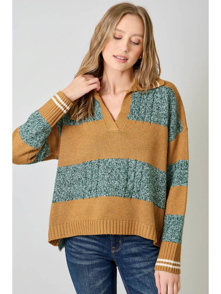 Mystree - Wholesale Knit Sweater - Women's - 60899 V-Neck Multistripe Sweater13