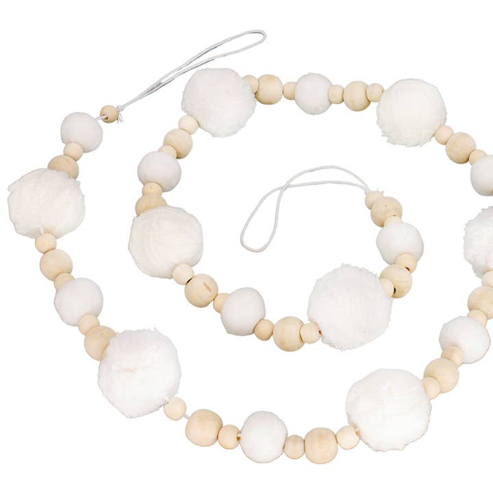 White & Tan Bead Garland for wholesale by WT Collection