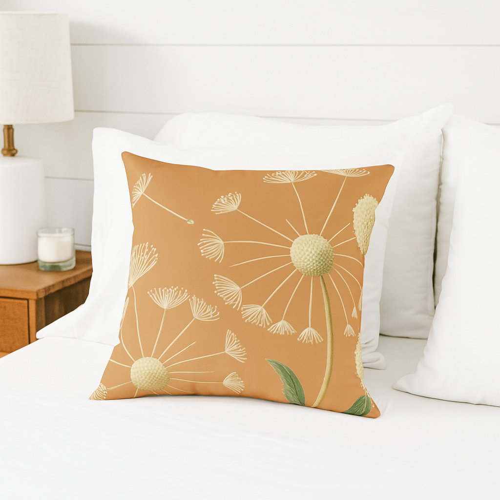 Upside Down Owl Farm - Wholesale Throw/Decorative Pillow - Botanical Dandelion Floral Throw Pillow, Earthy Vibes2