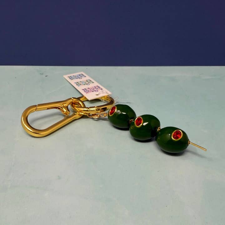 Triple Olive Keychain – Martini Charm Key Ring for wholesale by Rainbow Unicorn Birthday Surprise