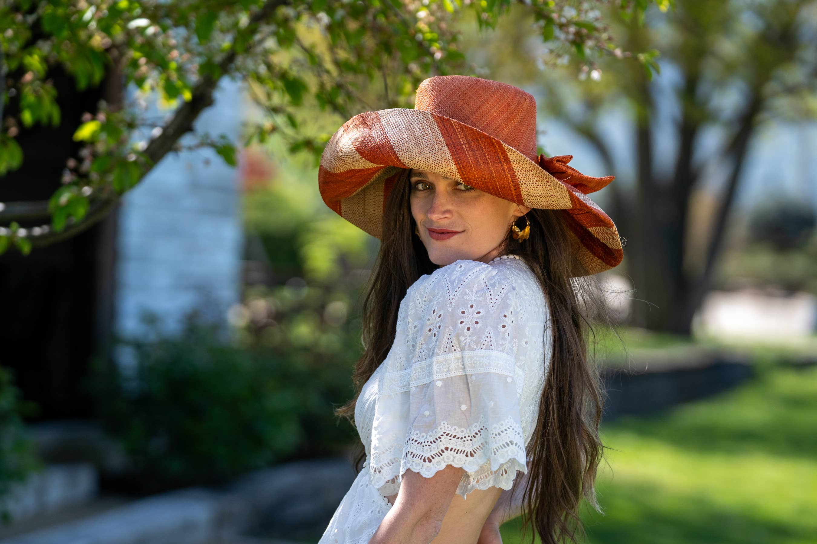 Shebobo - Wholesale Straw Hat - Women's - Audrey 5" & 7" Wide Brim Big Bow Stripe Straw Sun Hats9